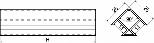 Угол универсальный 90 к цоколю мебельному ПВХ h=100 крем ваниль РФ_2