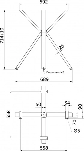 Подстолье VECTOR h714 под круглую столешницу, белый муар AKS_2