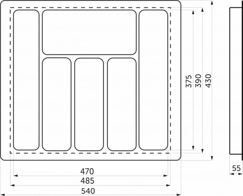 Лоток для столовых приборов 600 LINER 540*430, графит AKS_2