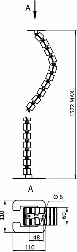 Кабель-канал гибкий L = 1350 мм., 45 звеньев, черный AKS_2