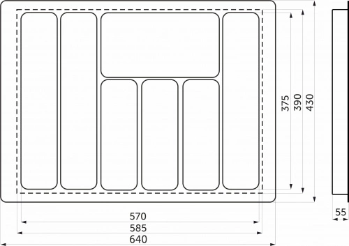 Лоток для столовых приборов 700 LINER 640*430, белый AKS_2