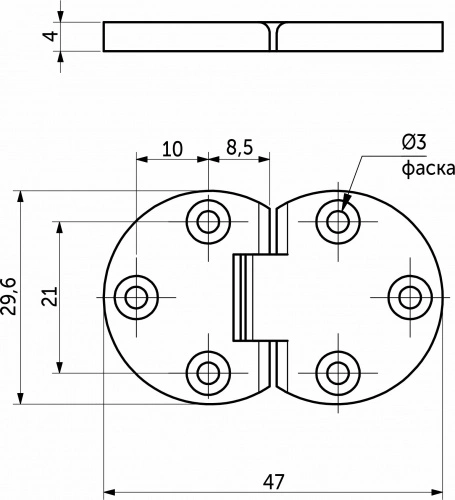 Петля секретерная металл/металл d30мм хром AKS плоская_2