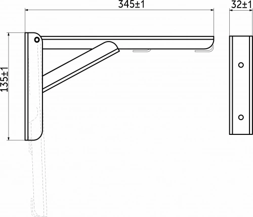 Полкодержатель складной 350*135*30 хром AKS (Модель 2)_2