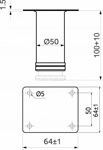 Опора меб. мет. d50 h100 с регул. черный AKS_2