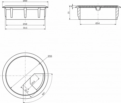 Пропуск кабельный пластик D60мм белый LEBA_2