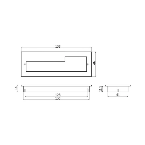 Ручка меб. врезная мет. NOVA 128 черный матовый левая часть AKS_3