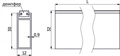 Штанга гардеробная прямоуг. FAME L-3000 с демпфером, графит браш AKS_2