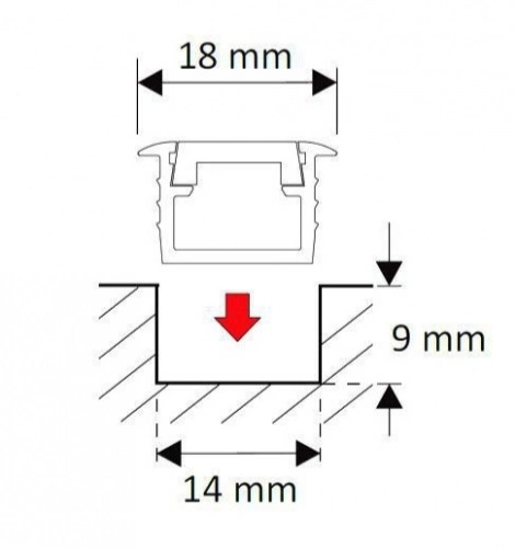 Профиль алюминиевый врезной Inline (Inside LED) (2 м.), HLT_2