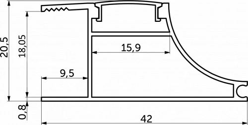 Профиль алюминиевый накладной/торцевой AVIOR, с экраном, цвет черный, 2м, AKS_2