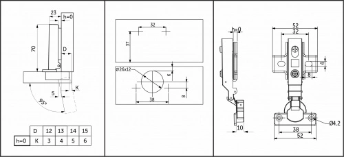 Петля мини накладная с доводчиком 38мм h0 clip-on AKS_2