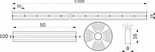 Гибкий неон - 9,6W/m, 24V, 8*16мм, 120 д/м, IP65, нейтральный белый (4000K) - 5м, AKS_2