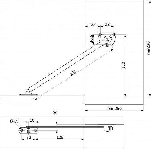Кронштейн для откидных створок с тормозом и фиксатором GRIDLI серый_2