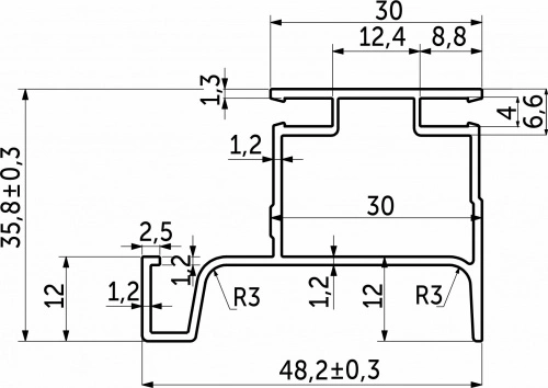 Профиль алюм. GOLA вертикальный боковой, 4.7 м, белый глянец.Тип 3 , AKS_2