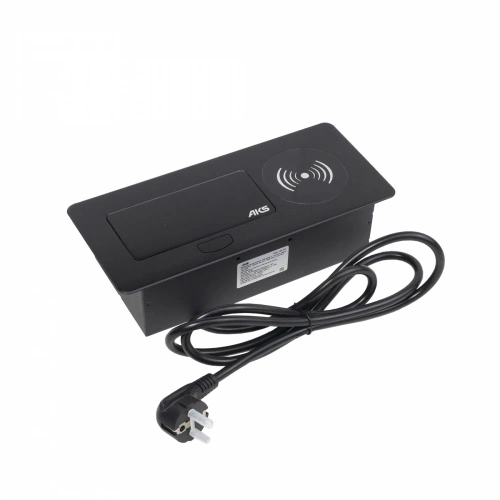 Выдвижной удлинитель Nova 5, 1 розетка, USB A + C, беспроводная зарядка, черный, AKS_1