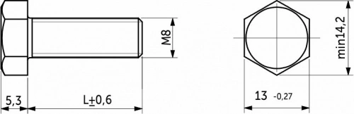 Болт с шестигранной головкой М8*30 полн. резьба, цинк (1кг=64шт)_2