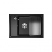 Мойка кварц, прямоугольная одночашевая, KS-7305, 730*510мм, черный металлик, на столешницу, Granula