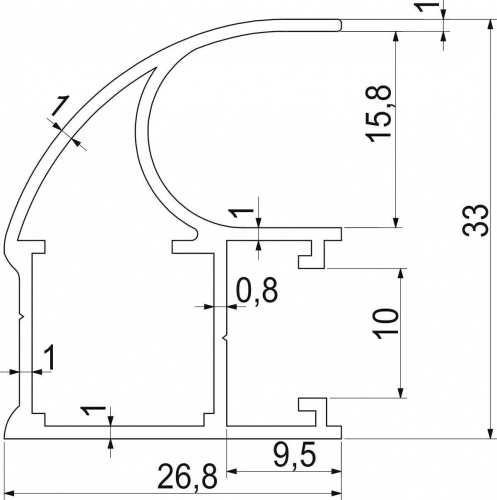 Профиль алюминиевый SENATOR черный глянец вертик. откр. N АЛЮТЕХ (L-5300) (PK0.SZM/1397 RAL9005)_2