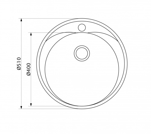 Мойка нержавеющая сталь, круглая одночашевая, d510мм, полированный хром, врезная, AKS (0,8мм)_3
